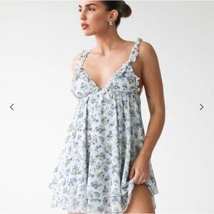 Rumored Women’s Secret Garden M Mini Dress Floral Boho Ruffle Tiered Babydoll
